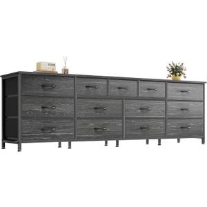 Huuger 70 Inch Dresser for Bedroom, TV Stand for 65, 75, 80 Inch TV, 13 Fabric Drawer Long Dresser, Large Entertainment Center for Bedroom, Wide Chest of Drawer with Storage, Charcoal Black