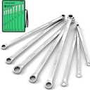 SWANLAKE GARDEN TOOLS 8-Piece Extra Long Double Box-End Wrench Set, Premium 12-Point Metric 824 mm, CR-V Steel, 15 Offset, Off-Corner Loading, with Tool Roll Bag