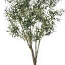 Artificial Olive Tree 7FT, Indoor Fake Silk Plant with Realistic Trunk, Leaves, Fruits and White Planter, Faux Potted Tree for Home Decor and Housewarming Gift, 1 Pack