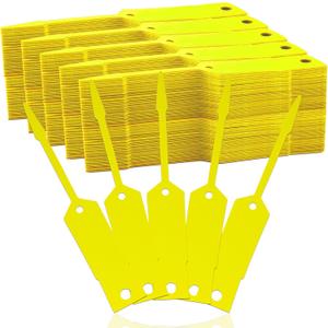 Lewtemi 1000 Pieces Self Lock Arrow ID Key Tags Car Parts Tags Key Ring Repair Labels for Office Automotive Shop Supplies(4 1/2'' X 3/4",Yellow)