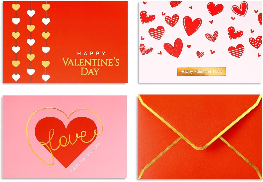 Valentine Cards Boxed with Envelopes - 36 PK - Bulk Valentine's Day Cards for Adults 4 x 6 Inches Blank Vintage Valentine Cards for Husband Wife Him Her