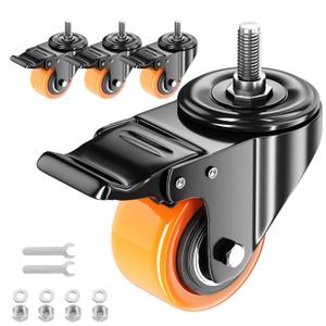 Stem Caster Wheels 2 inch Heavy Duty, Swivel Threaded Stem Mount Casters Set of 4 with American Size UNC 1/4"-20 x 1