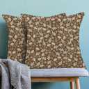 CXMEIFLY Brown Cream Pillow Covers 18 x 18 Inch Set of 2 Spring Daisy Floral Decor Throw Pillows Vintage Flower Summer Outdoor Seasonal Linen Farmhouse Decorative Pillowcases for Couch Bed Sofa