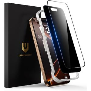 UNBREAKcable 2PCS Screen Protector for iPhone 16 Pro Max - 1 Privacy Tempered Glass+1 Clear Glass Double Shatterproof [Installation Frame] [9H Hardness] [Case Friendly] Anti-Scratch iPhone 6.9 inch
