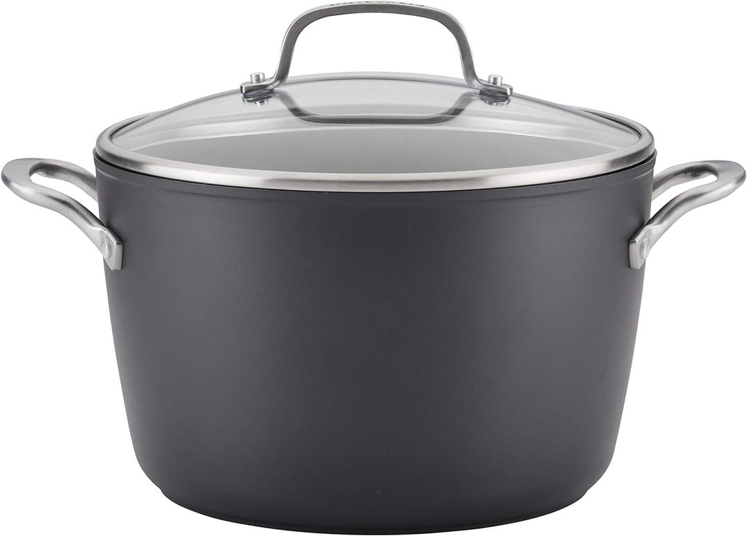 KitchenAid Hard Anodized Induction Nonstick Stock Pot/Stockpot with Lid, 8 Quart, Matte Black