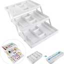 Upgraded Expandable Drawer Organizer Smart Multi Level Smart Drawers Organizers Desk Junk Drawers Organizers Tray Collapsible 3 Tier for Makeup, Jewelry, Cosmetics