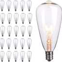 25-Pack Edison Replacement Light Bulbs,7-Watt E12 Candelabra Base ST40 Replacement Clear Glass Light Bulbs for Outdoor Patio ST40 String Lights, Warm White