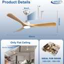 Depuley 52-Inch Ceiling Fan with Light: Wood Grain 3 Blade Outdoor Fandelier Ceiling Fans with Lights for Patios - Dimmable Indoor Fan with Remote Control Reversible DC Motor for Porch Living Room