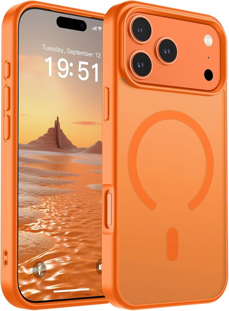 SUPFINE Magnetic for iPhone 17 Pro Max Case (Compatible with MagSafe)(Military Grade Drop Protection) Translucent Matte Shockproof Phone Cover,Starry Orange