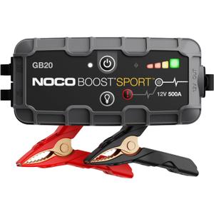 NOCO Boost GB20: 500A UltraSafe Jump Starter  12V Lithium Battery Booster Pack, Portable Jump Box, Power Bank & Jumper Cables - for 4.0L Gas Engines