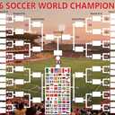 2026 Global Football Tournament Bracket Poster, 35x24" Professional DIY Match Tracker with 64 Reusable National Flag Stickers, Premium Polyester Fabric Wall Decor for Office, Man Cave & Sports Bar