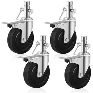 5 inches Scaffolding Wheels Baker Scaffold Wheels 1 Inch Solid Round Stem Caster Set of 4 Swivel Caster Wheels for Scaffolding 440LBS Capacity Per Wheel Metaltech Scaffolding Accessories