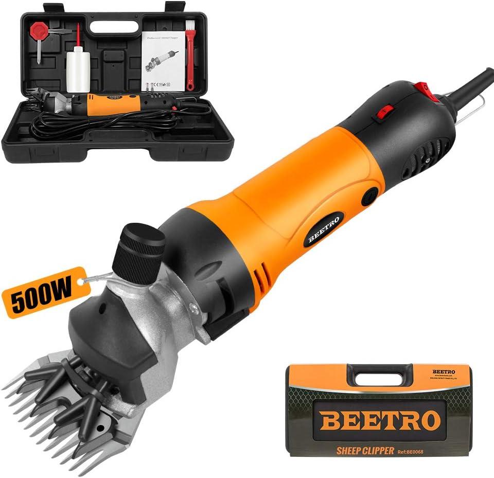 BEETRO 500W Electric Professional Sheep Shears, Animal Grooming Clippers for Sheep Alpacas Goats and More, 6 Speeds Heavy Duty Farm Livestock Haircut (One set of blade)