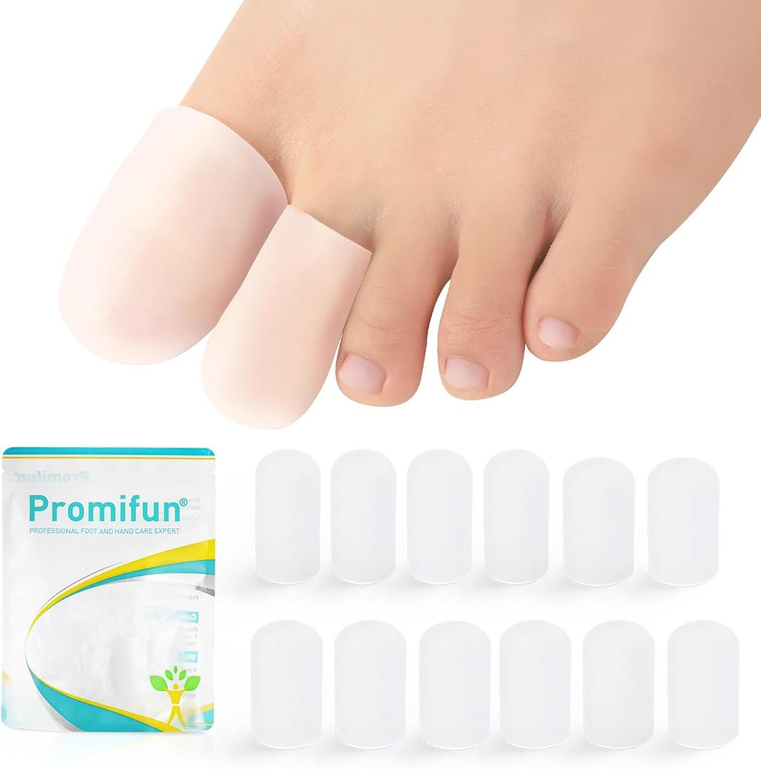 Silicone Toe Protectors,6 Pairs Soft Gel Toe Protectors for Men & Women-Toe Caps for Foot Pain Relief-Toe Sleeves for Ingrown Toenails, Corns, Calluses, Blisters(Transparent Color+2L+4M)