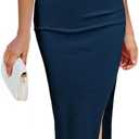 Pink Queen Sleeveless Cutout Dresses for Women Sexy Side Slit Bodycon Cocktail Party Midi Dress Dark Blue S