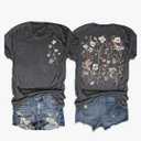 Women's Vintage Flowers Shirt Casual Boho Floral Printed T-Shirt Sunflower Wildflowers Graphic Tees Tops for Girl, L