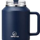 Gpeng 30/40/50 oz Tumbler with Handle, Water Bottles with Straw Lid, Insulated Stainless Steel Travel Mug Cup Holder Friendly, Keep Drinks Cold or Hot for Hours (DeepBlue, 50 oz)