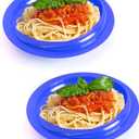 pekokavo 9" Anti-Spill Suction Bowl for Seniors, Non-Slip No Tip Adaptive Feeding Bowl for Elderly, Disabled Adults, or Parkinson's, Pack of 2 (Blue Plates)