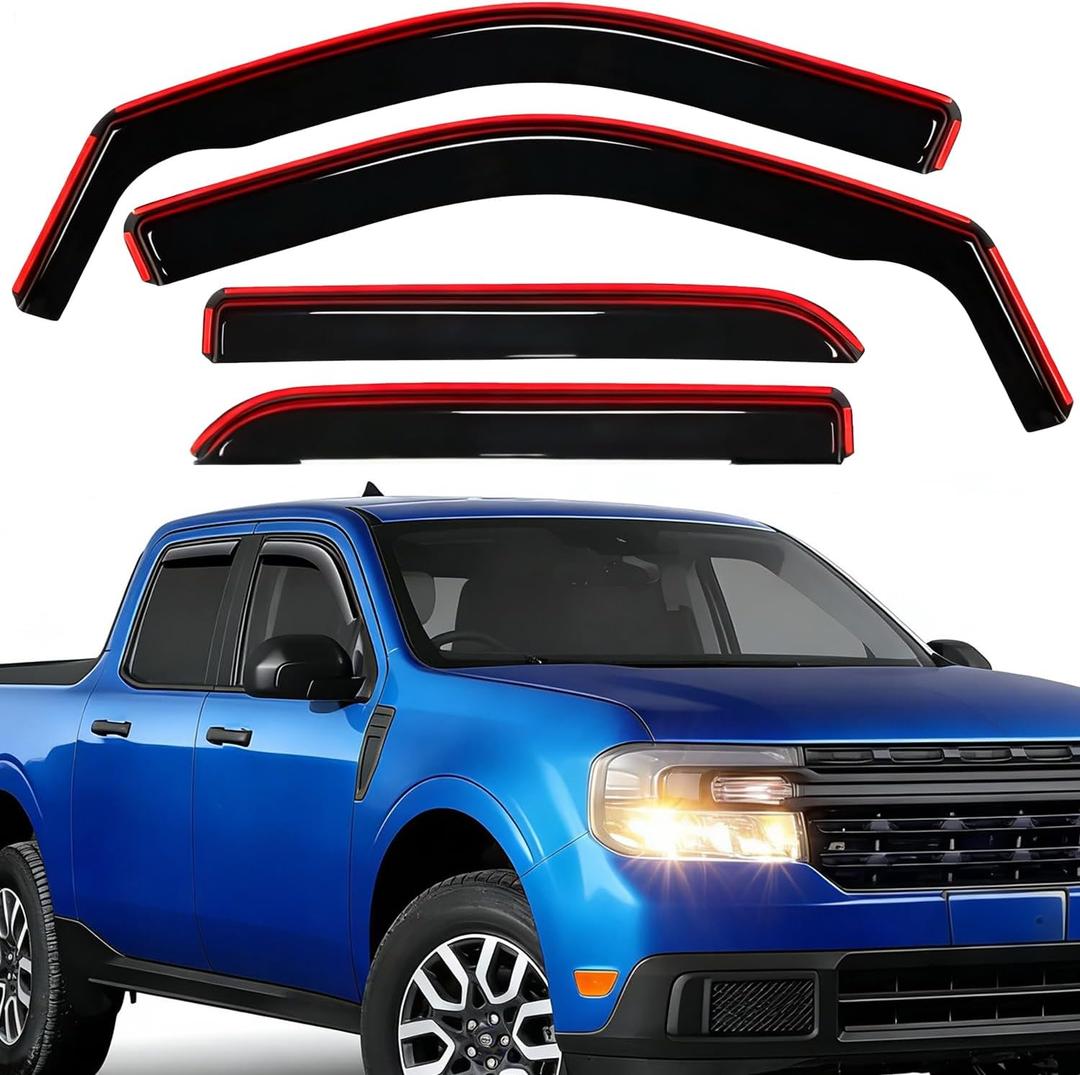 in-Channel Window Rain Guards for Ford Maverick 2022 2023 2024 2025 2026 Extra Durable Window Deflector Vent for Maverick 2025-2022 Front and Rear Window Visor Truck Vent Shades Accessories-4 PCS