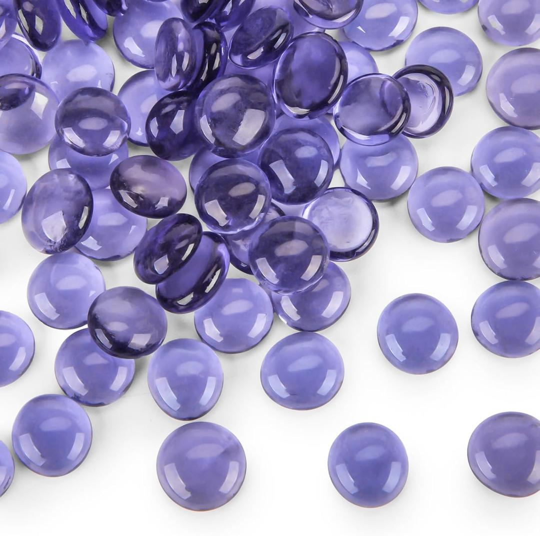 FUTUREPLUSX 1LB Purple Flat Glass Marbles, Premium Purple Aquarium Rocks Fish Tank Gravel Stones Bulk Pebbles Decorative Beads for DIY Crafts Vase Fillers Table Scatter Decor