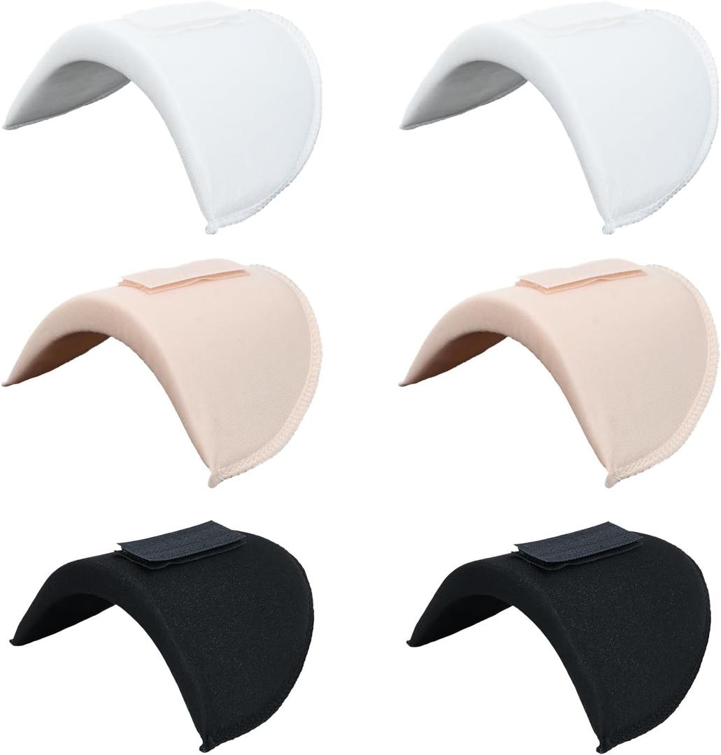 3 Pair Shoulder Pads, 1.5cm Removable Sponge Shoulder Pads Without Sewing, Blazer Suit Clothing Sponge Shoulder Lining Thickened Insert Clothes Accessories (Black+White+Skin Color)
