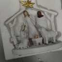 Nativity Scene with Lights, Nativity Story Resin Sculpted Hand Painted Nativity Figurine Set for Christmas Decoration Holy Family Manger Scene for Christmas Indoor Tabletop Decorations