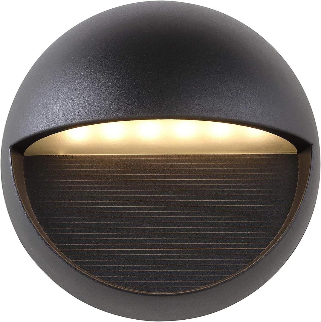 JONATHAN Y JYL7441A Modern Outdoor Wall Sconce, 6.25" Round Black Exterior Wall Light Fixture with Integrated LED, Dimmable Downlight Porch Lights for House, Garage, Patio, Entryway, Wet Rated