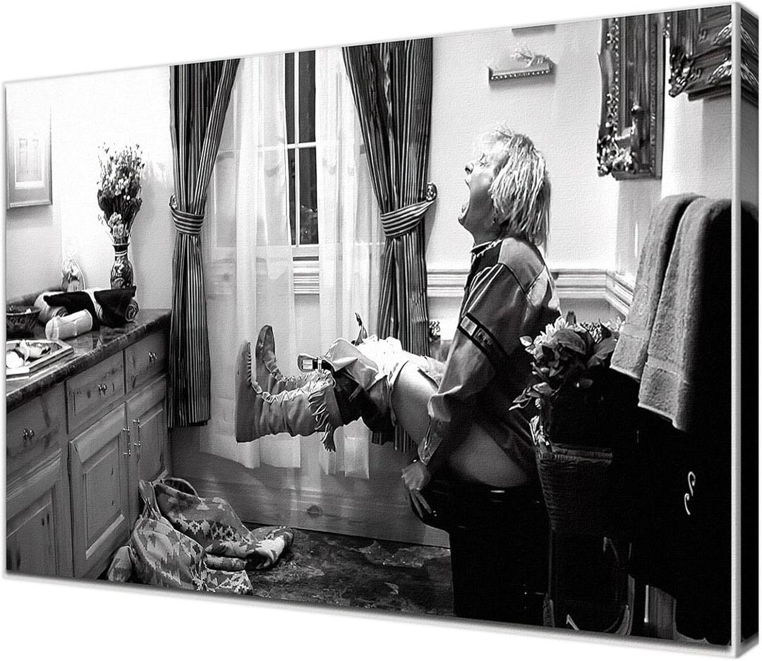 Humor Dumb and Dumber Posters for Bathroom Decor-Funny Bathroom Movie Black And White Framed Art The Toilet Poster Canvas Wall Art Prints for Christmas Bathroom Decor (8 x 12 in Framed)