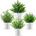4 Pack Fake Plants Greenery Small Faux Plastic potted Plant Artificial Plants Indoor for Living Room Home Decor Modern Bathroom Kitchen Counter Office Desk Farmhouse Classroom Decor Camper Dcor