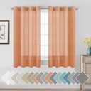 H.VERSAILTEX Linen Curtains Natural Linen Blended Curtain Panels for Living Room/Light Reducing Linen Semi Sheer Curtains 2 Panels Set Nickel Grommet Window Panels, 52x54 Inch, Orange