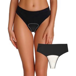 Camel Toe Cover Thong/Camel Toe Concealer Underwear/CamelToe Hider Built in Latex Cover to Hide Feminine Lines (Black)