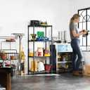 4 Tier Wire Shelf, 1000 LBS Black Wire Shelving Unit for Garage Storage | 13.8" D X 23.6" W X 53.4" H Shelving Unit with Adjustable Layer, Metal Wire Shelf Rack for Pantry Kitchen and Restaurant