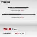 Vepagoo ST360M1-20S10 6018210 36in 20lb/89N Gas Strut Shock Spring Lift Support for Heavy Duty Trap Door Truck Pickup Bed Cap Tonneau Cover Camper Shell Topper RV Kitchen Door, 60182-10, ST360M12010.