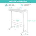 WINAZ Small Portable Treadmill Walking Pad Desk on Wheels, 32 Inch White Adjustable Height Mobile Rolling Standing Teacher Desks, Couch Sofa Side Laptop Stand Up Table for Bedroom, White, 31.5