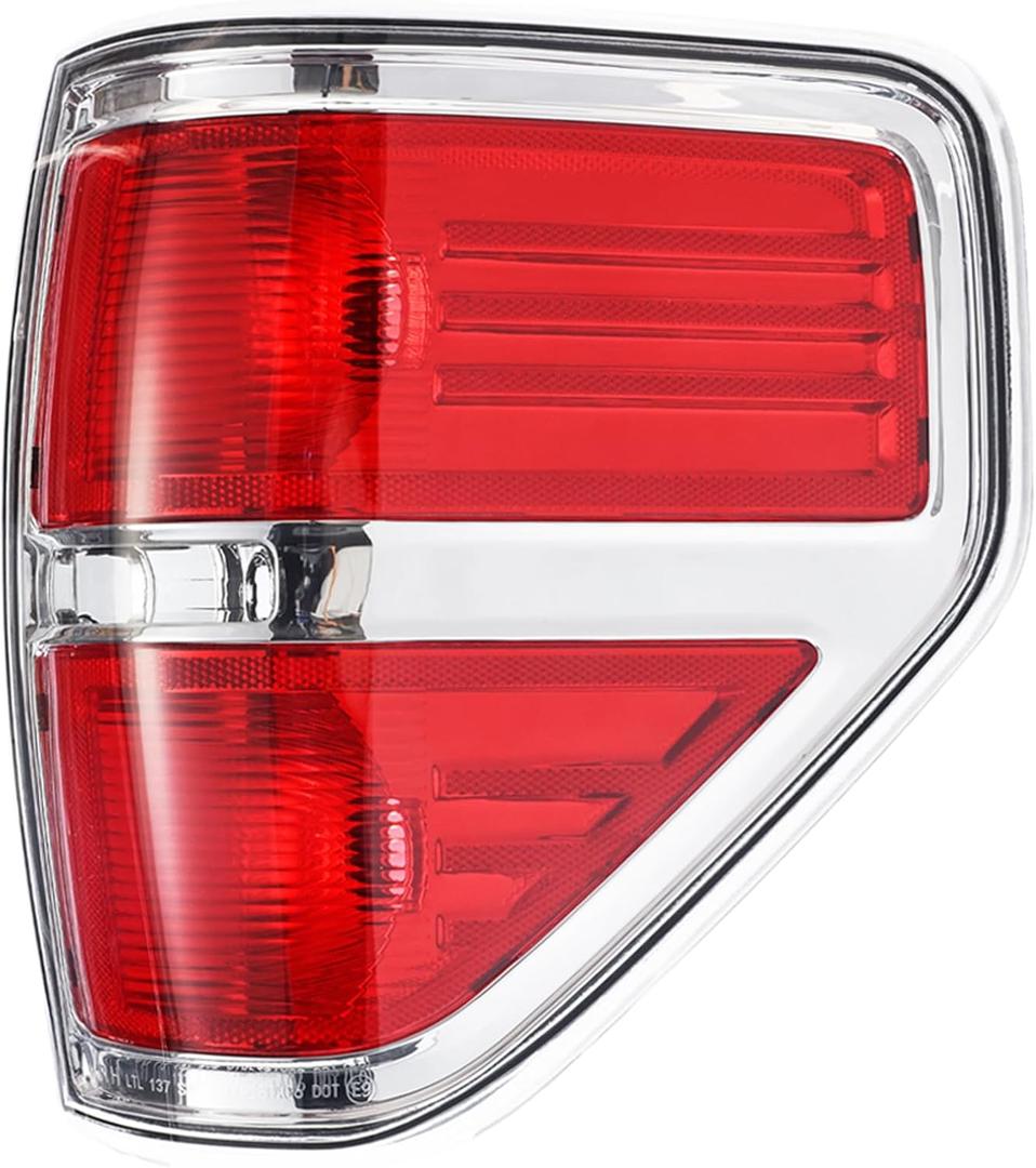 Boine Compatible With 2009 2010 2011 2012 2013 2014 Ford F150 F-150 Right Passenger Side Tail Light Housing - Chrome trim
