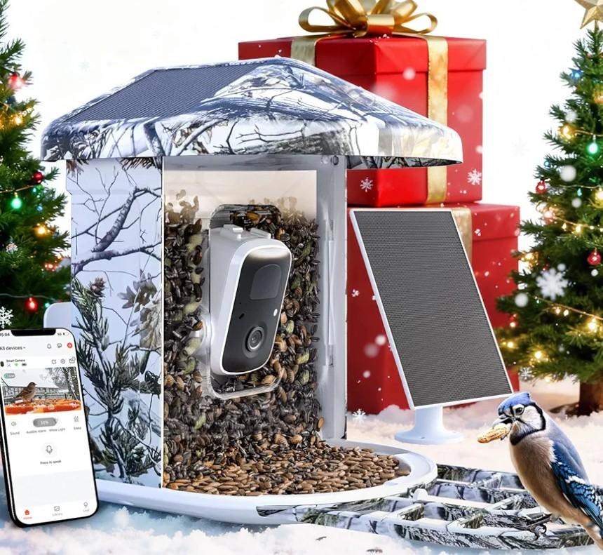 DCT Smart Bird Feeder with Camera: Christmas Gift & Stocking Stuffer for the Whole Family - 1080P HD & AI Identifies 11000+ Birds - Perfect Discovery Gift for Grandparents Parents & Kids Ages 2-12