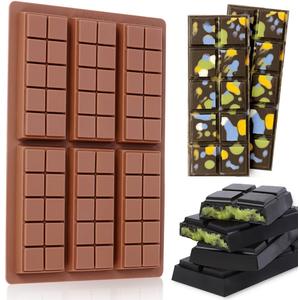 3 x Chocolate Bar Mold, Dubai Chocolate Bar Mold Deep Silicone Break-Apart Chocolate Mold Nonstick Thick Candy Mould for Dubai Pistachio 1 Pack10 Snap