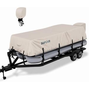 Heavy Duty Pontoon Boat Cover with 1400D Marine Grade Fabric 21'-24'