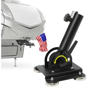 Magnetic Flag Pole Holder for 5th Wheel RV Hitch, Magnetic RV Flag Pole Mount, 180 Adjustable Angle, No-Drill Installation, Fit for 5th Wheel RV Hitch Camper and Trailer