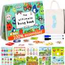 BenBen Busy Book for Toddlers, 30 Pages, Pre-Assembled, Preschool Learning Activities, Montessori Toys for Ages 3 and Up, Autism Sensory Toys, Kids Educational Activity Book, Birthday Gift