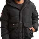 CANADA WEATHER GEAR Mens Winter Puffer Jacket - Heavyweight Insulated Ski Jacket Hooded Mens Coats Weather Resistant Coat (X-Large, Black)