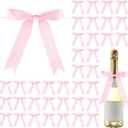 Riceshoot 50 Pcs Pink Satin Ribbon Bows 5x7 Inch Large Twist Tie Bow for Valentine Gift Wrapping Champagne Bottle Balloon Treat Bag DIY Craft Decoration Wedding Bridal Baby Shower Birthday Party