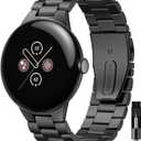 Miimall Metal Band Compatible for Google Pixel Watch 4(2025)/3 45mm 41mm Band, No Gap, Men Business Stainless Steel Adjustable Wristband Replacement Strap for Pixel Watch 4/3/2/1 (Black)