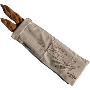 Linen Baguette Bag Single 8x27" Baguette Bread Bag for Homemade Artisan Bread, Unbleached Reusable Food Storage, Wedding Gift, Bakery & Kitchen Bags