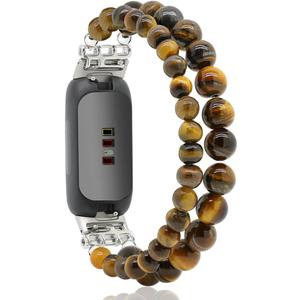 C&L Accessories Bracelets Compatible with Fitbit Inspire 3 Bands for Women Beaded Wristband Adjustable Gemstone Replacement Straps