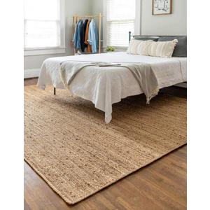 100% Jute Area Rug 6 x 9 Feet- Rectangle Natural Fibers- Braided Design Hand Woven Natural Carpet - Home Decor for Living Room Hallways Bedroom (Natural- 6'x9')
