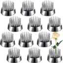 Geiserailie 12 Pcs 23mm/0. 92 Inch Stainless Flower Frog Mini Round Metal Floral Frog Japanese Ikebana Fixed Pin Holder Tool Arrangement Floral Fixation for DIY Flower Craft Arrangements(Silver)