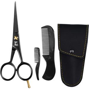 Striking Viking 5 Inch Professional German Beard & Moustache Scissors - Grooming Kit for Trimming Facial Hair with Scissors, Beard Comb, Moustache Comb & Carry Case