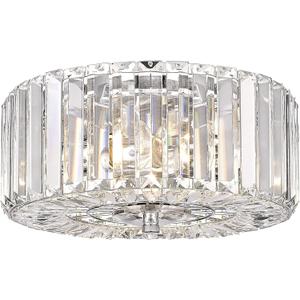 11" Crystal Round Flush Mount Modern Close to Ceiling Light Fixture, Chrome Ceiling Lights 2-Light Hallway Light Fixtures, Crystal Ceiling Lamp for Kitchen Bathroom Entryway, XDD007-2-CH