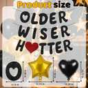 2 x Older Wiser Hotter Pre-Strung Glitter Happy Birthday Banner Decorations - 30th 40th 50th 60th 70th 80th Birthday Decorations Gifts for Women Men, Happy Birthday Sign Party Balloons